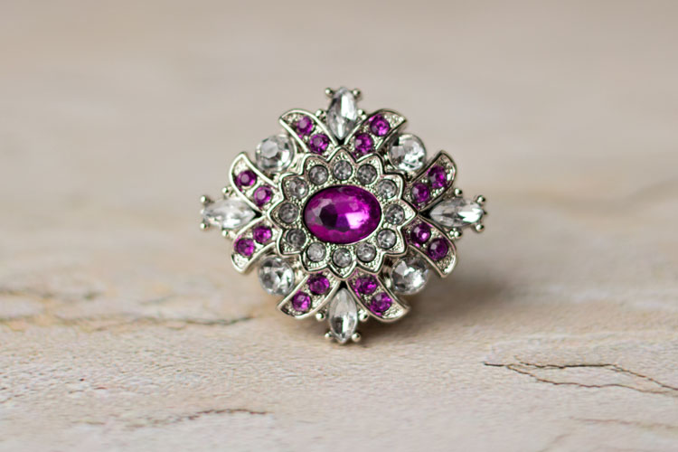 Madeline - Purple/Clear Rhinestone Button