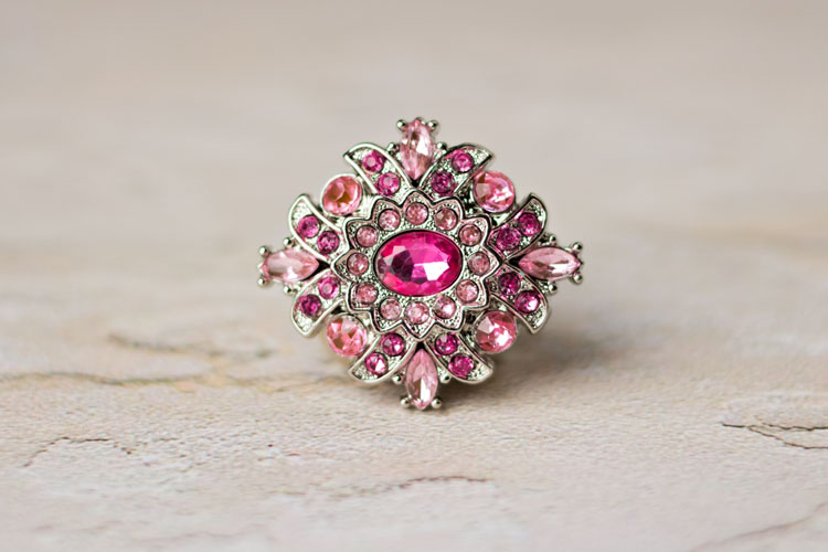 Madeline - Hot Pink/Light Pink Rhinestone Button