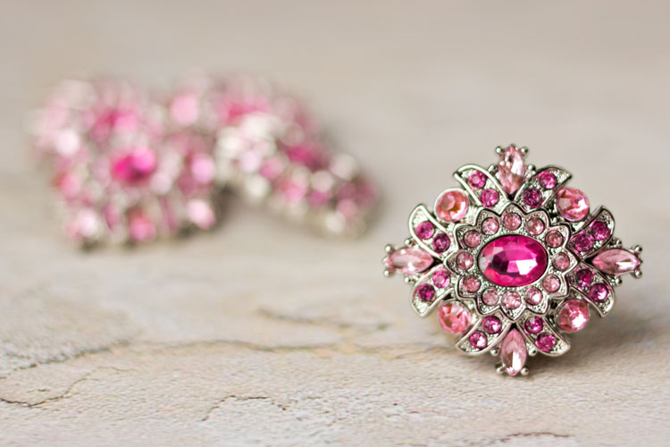 Madeline - Hot Pink/Light Pink Rhinestone Button