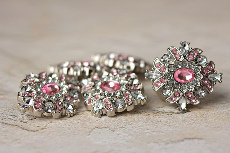Madeline - Light Pink/Clear Rhinestone Button