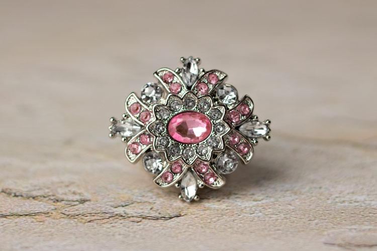 Madeline - Light Pink/Clear Rhinestone Button