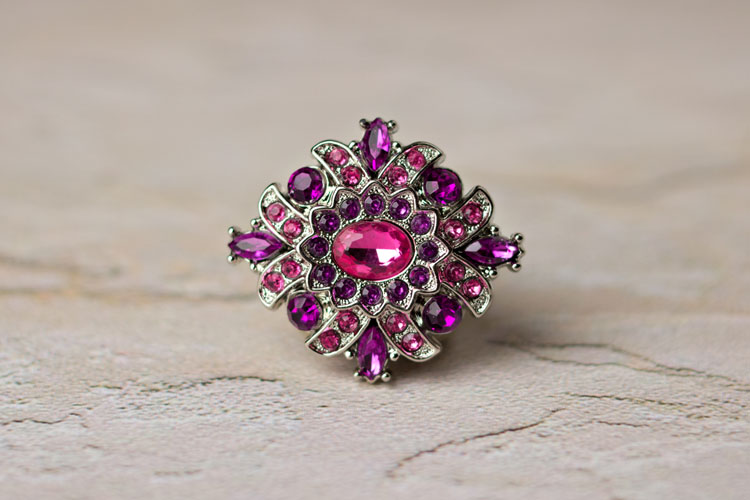 Madeline - Hot Pink/Purple Rhinestone Button