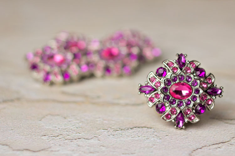 Madeline - Hot Pink/Purple Rhinestone Button