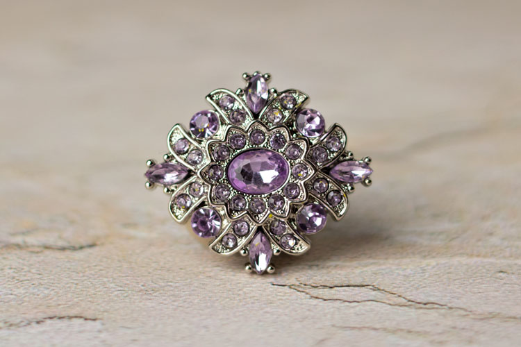 Madeline - Lavender Rhinestone Button