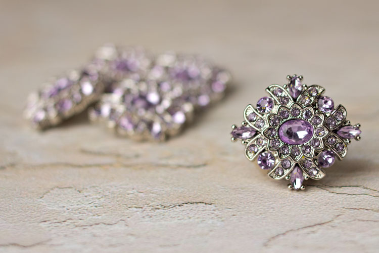 Madeline - Lavender Rhinestone Button