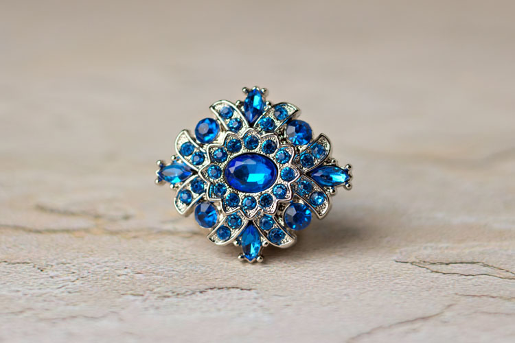 Madeline - Royal Blue Rhinestone Button