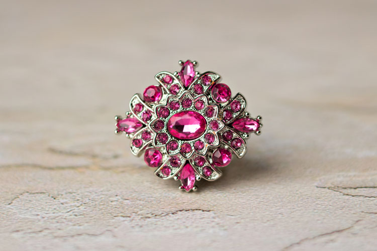 Madeline - Hot Pink Rhinestone Button