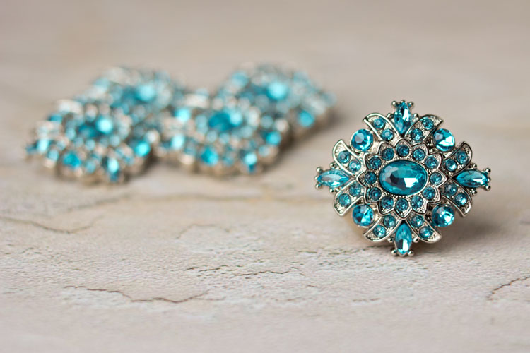 Madeline - Turquoise Rhinestone Button