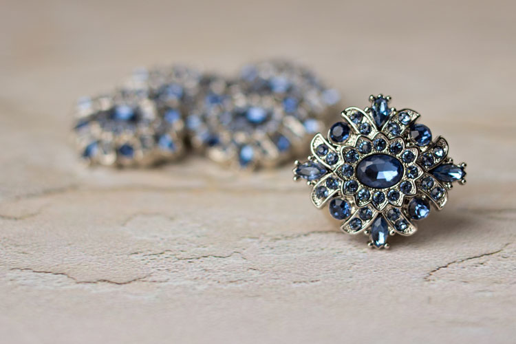 Madeline - Navy Rhinestone Button