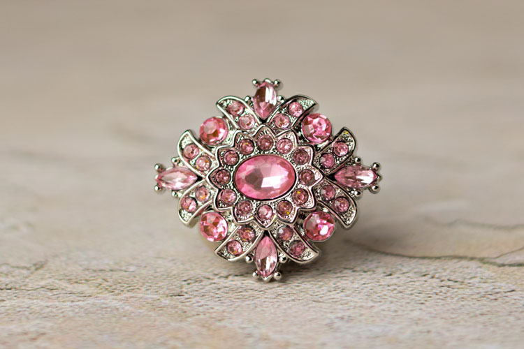 Madeline - Light Pink Rhinestone Button