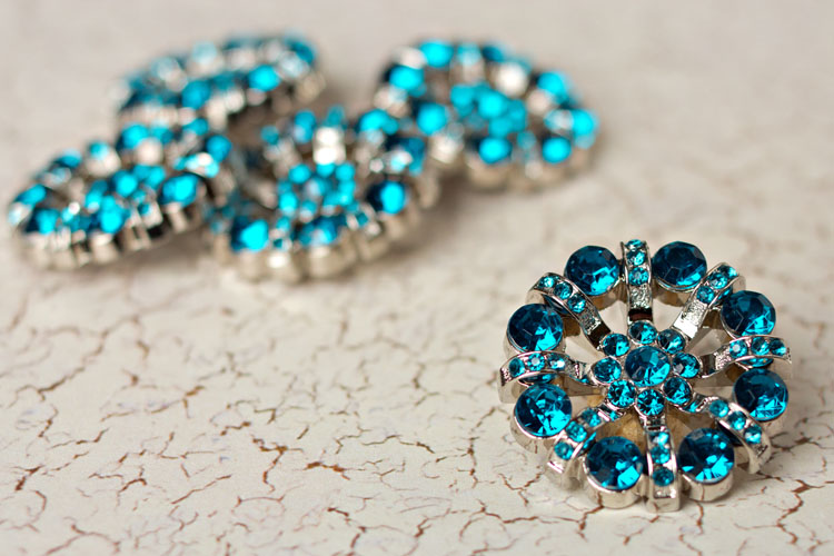 Lisa - Teal Rhinestone Button