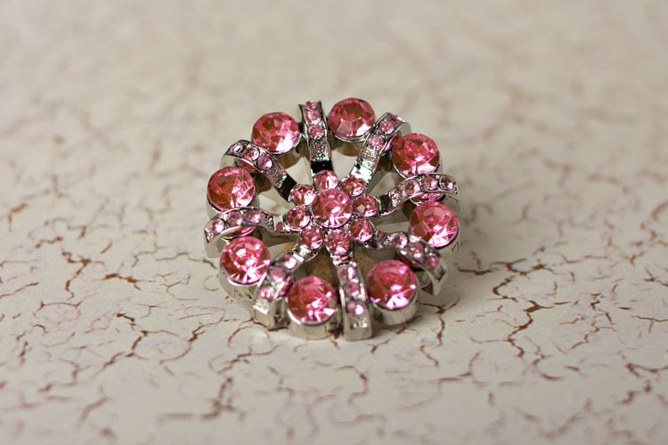 Lisa - Light Pink Rhinestone Button