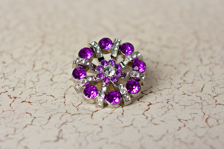 Lisa - Purple/Clear Rhinestone Button