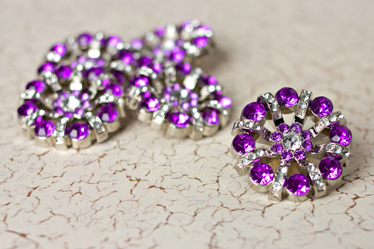 Lisa - Purple/Clear Rhinestone Button