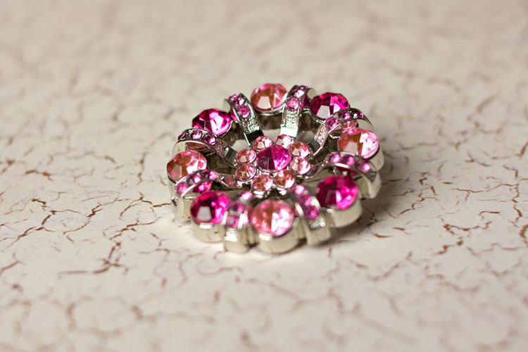 Lisa - Hot Pink/Light Pink Rhinestone Button