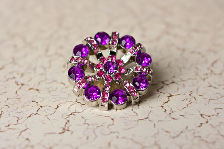 Lisa - Purple/Hot Pink Rhinestone Button