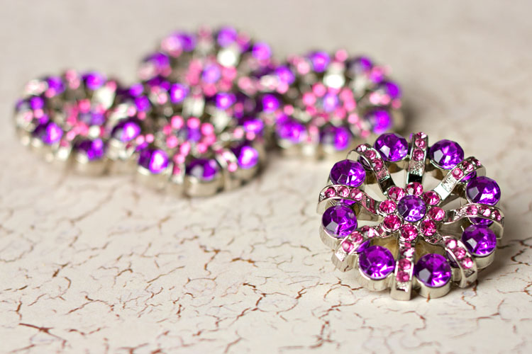 Lisa - Purple/Hot Pink Rhinestone Button