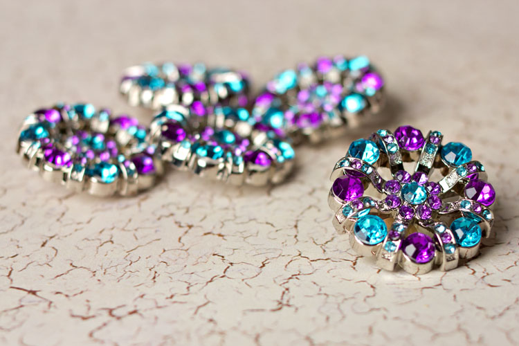 Lisa - Turquoise/Purple Rhinestone Button