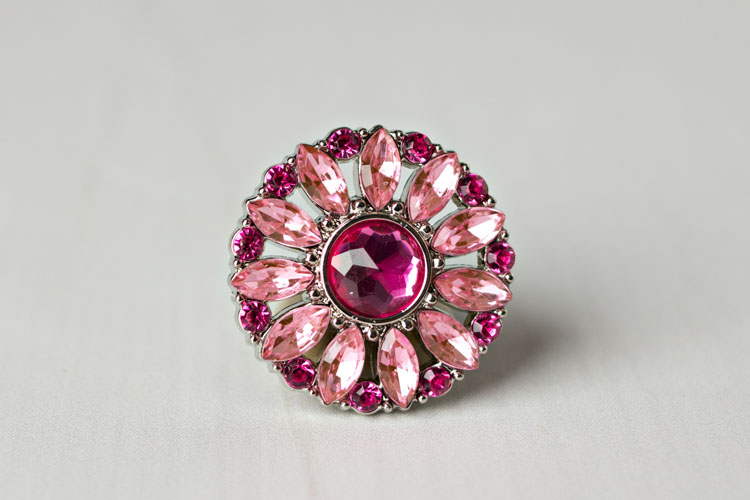 Amy - Light Pink/Hot Pink Rhinestone Button
