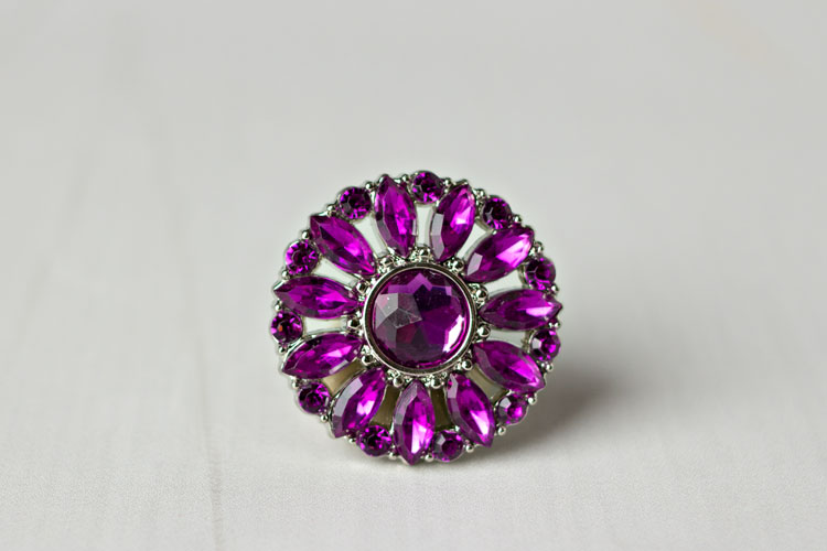Amy - Purple Rhinestone Button