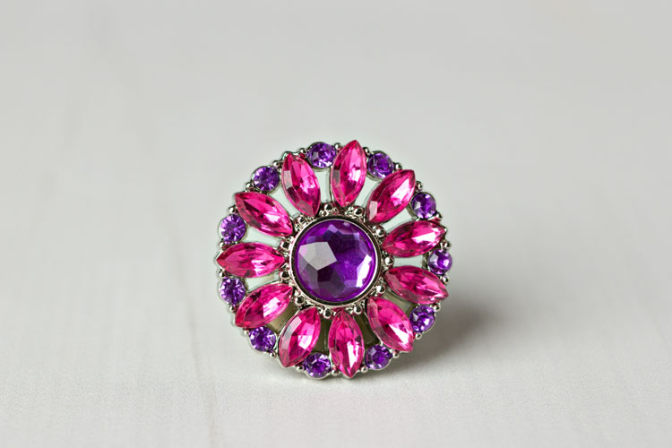 Amy - Hot Pink/Purple Rhinestone Button