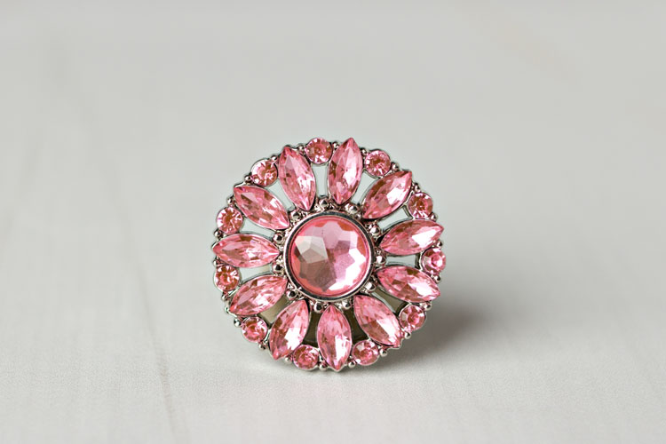 Amy - Light Pink Rhinestone Button
