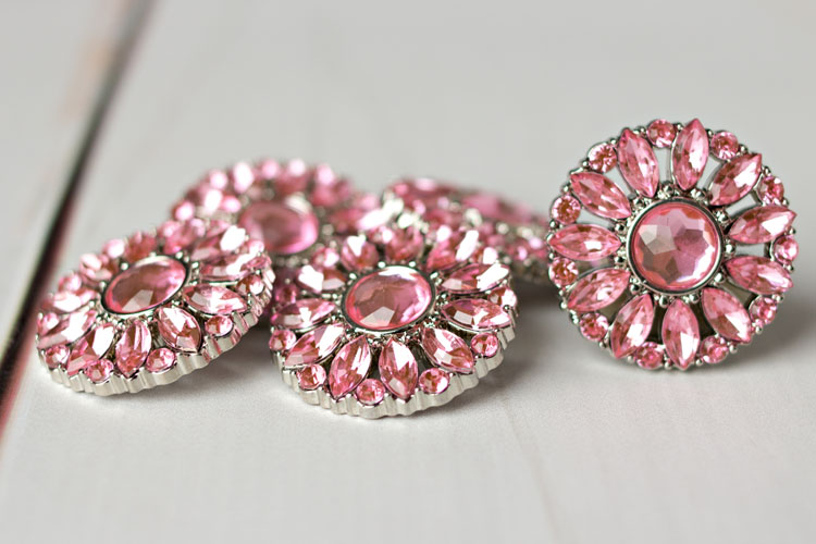 Amy - Light Pink Rhinestone Button