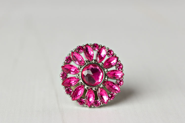 Amy - Hot Pink Rhinestone Button