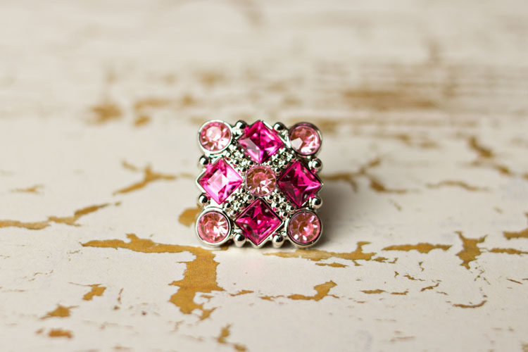 Diane - Hot Pink/Light Pink Rhinestone Button