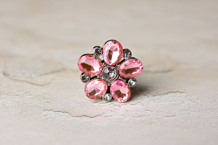 Sara - Light Pink Rhinestone Button