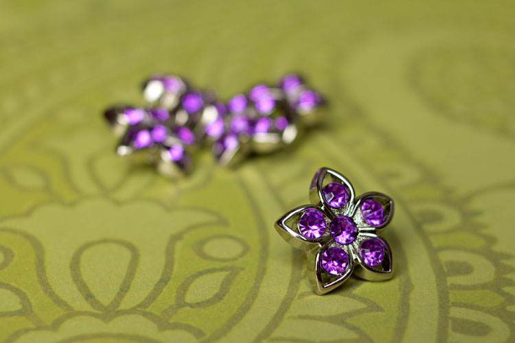 Kendall - Purple Rhinestone Button