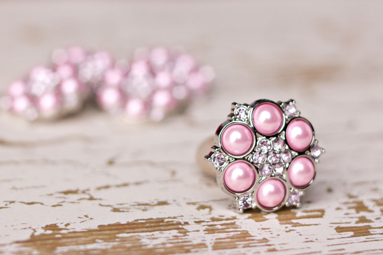 Abbey - Pink Pearl/Blushing Pink Rhinestone Button