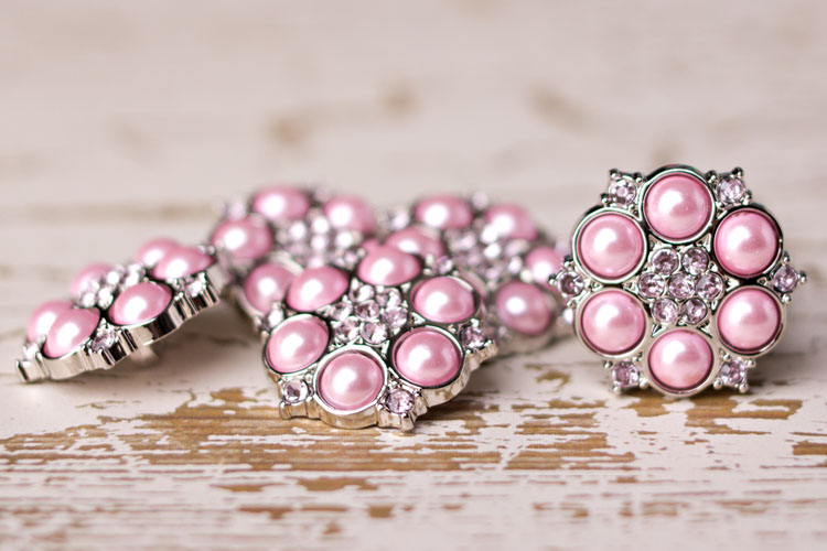 Abbey - Pink Pearl/Blushing Pink Rhinestone Button