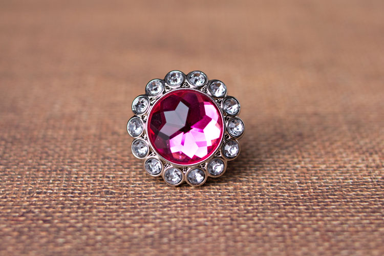 Kayli Princess Inspired Large - Hot Pink Rhinestone Button