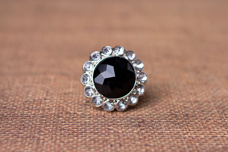 Kayli Princess Inspired Large - Black Rhinestone Button