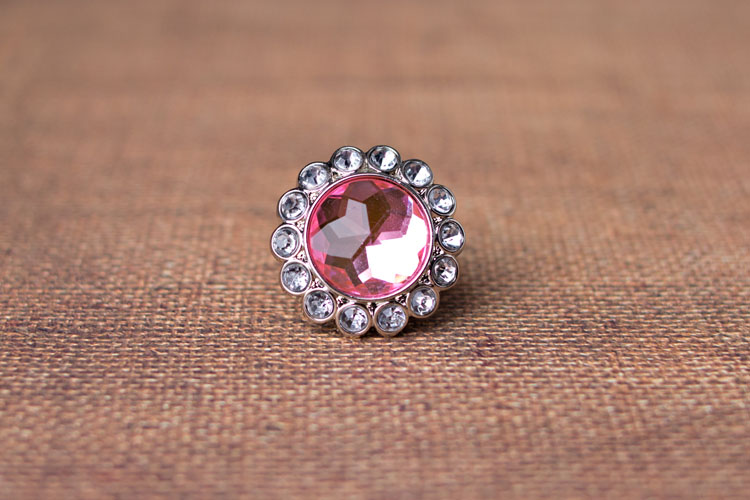 Kayli Princess Inspired Large - Light Pink Rhinestone Button