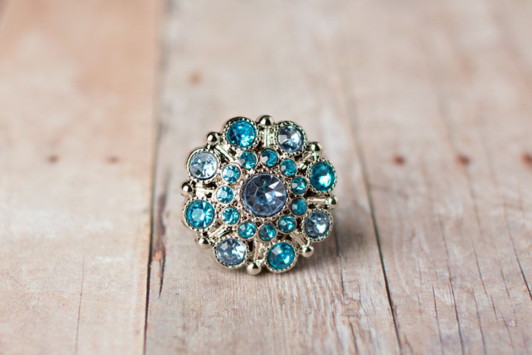 Special - Light Blue/Turquoise Rhinestone Button