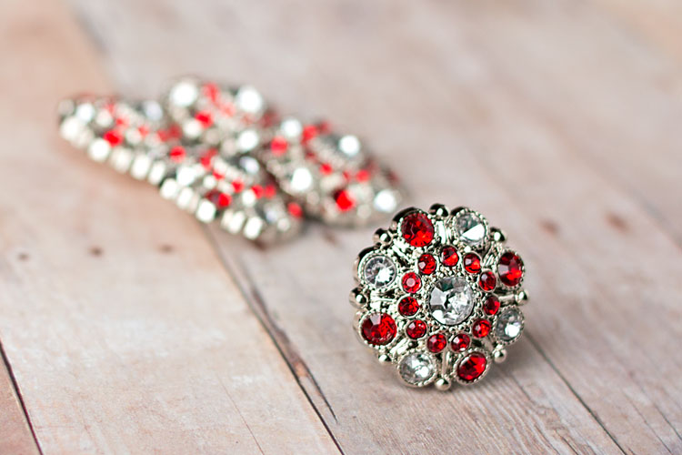 Special - Clear/Red Rhinestone Button