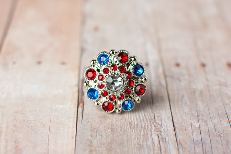 Special - Clear/Red/Blue Rhinestone Button