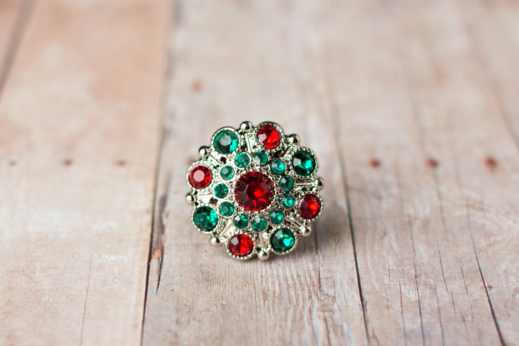 Special - Red/Green Rhinestone Button