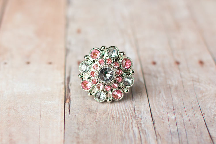 Special - Clear/Light Pink Rhinestone Button