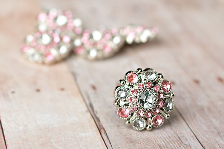 Special - Clear/Light Pink Rhinestone Button