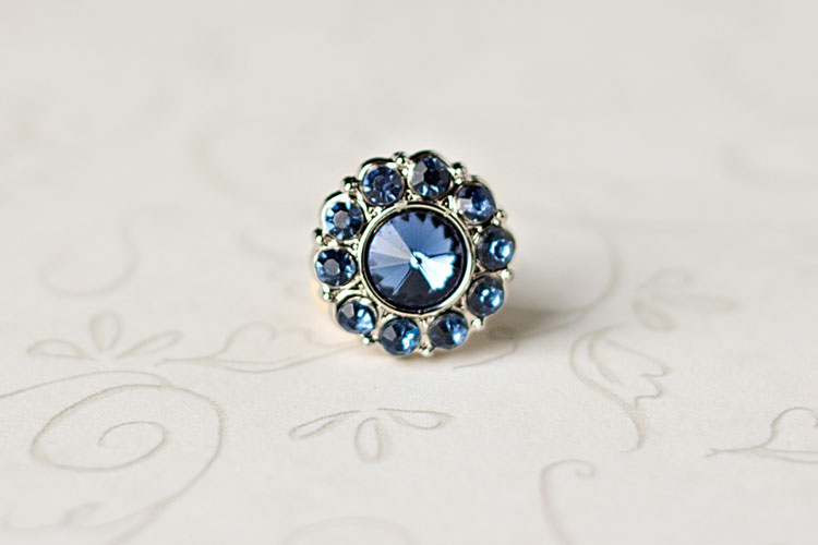 Lauren Small - Navy Rhinestone Button