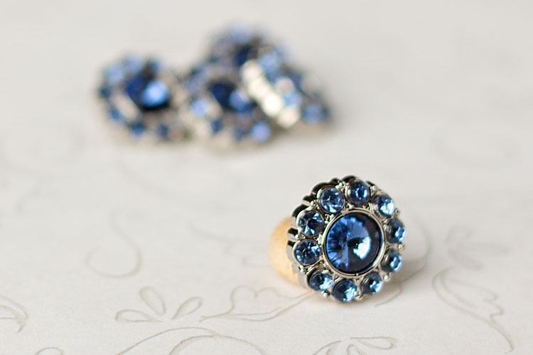 Lauren Small - Navy Rhinestone Button