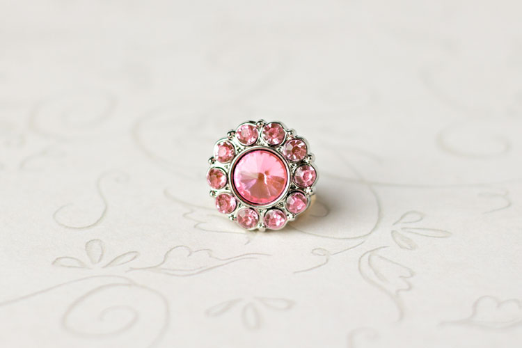 Lauren Small - Light Pink Rhinestone Button