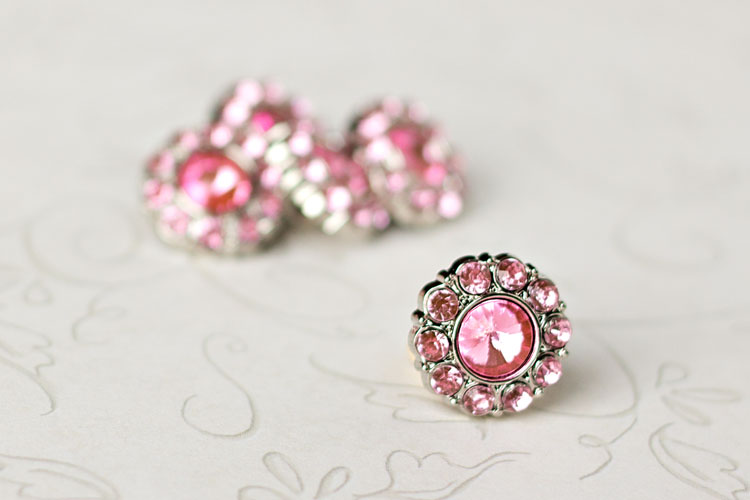 Lauren Small - Light Pink Rhinestone Button