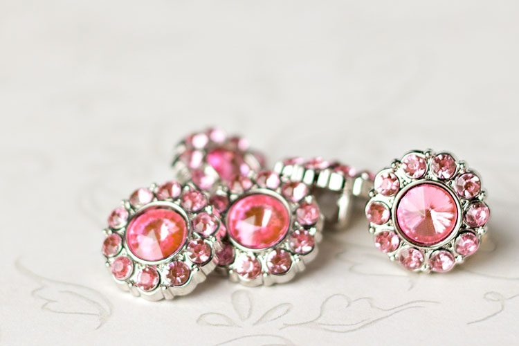 Lauren Small - Light Pink Rhinestone Button