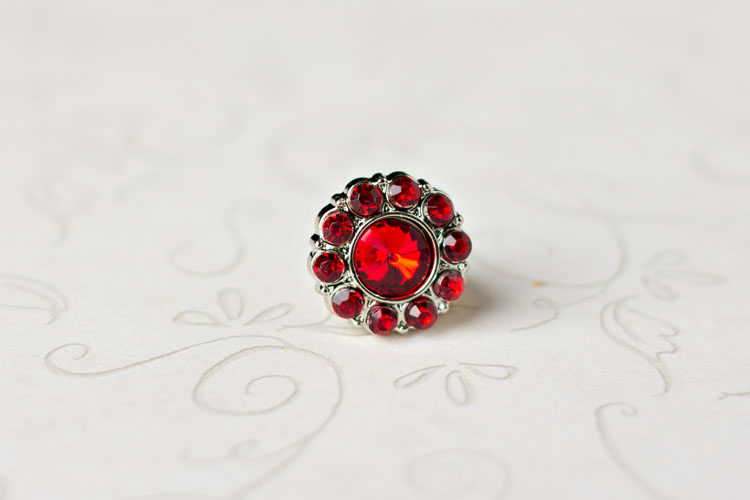 Lauren Small - Red Rhinestone Button