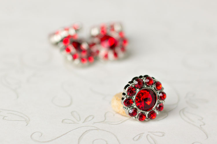 Lauren Small - Red Rhinestone Button