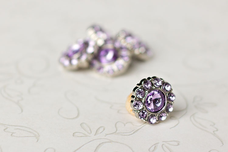 Lauren Small - Lavender Rhinestone Button